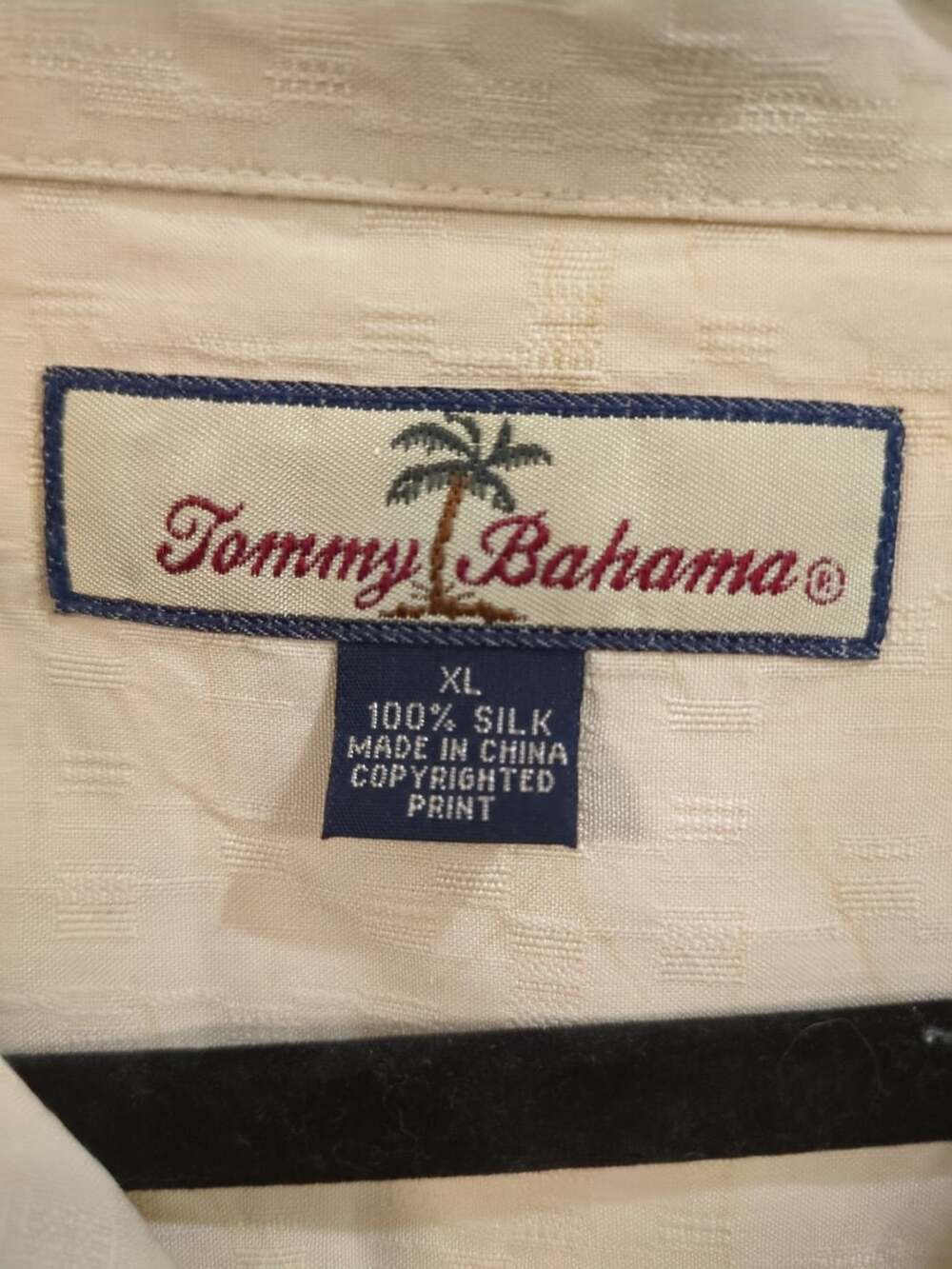 Tommy Bahama Silk Palm Tree Hawaiian Shirt XL Cream Short Sleeve - Picture 2 of 5